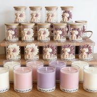 Bougie parfumée personnalisée, ours en peluche mignon et forme florale, bougie cadeau pour anniversaire et baptême, vente en gros OEM