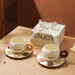 Set Tazza e Piattino in Ceramica Stile Nordico INS a Forma di <span class=keywords><strong>Biscotto</strong></span>, Alta Qualità, Design Carino ed Estetico - Product Image 4