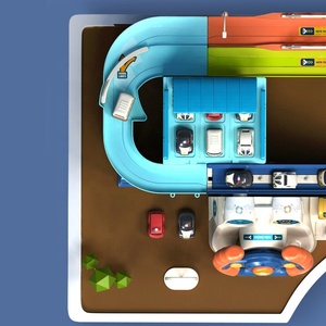 Jouet de simulation de conduite pour enfants à assembler soi-même : Volant multifonction, train urbain, piste de <span class=keywords><strong>voiture</strong></span> et <span class=keywords><strong>parking</strong></span> urbain - Product Image 3
