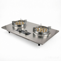 Table de cuisson à gaz encastrable RAF R.8073, deux brûleurs, 5KW, allumage automatique, minuterie intelligente, panneau en verre inoxydable, protection anti-extinction de flamme pour la cuisson quotidienne