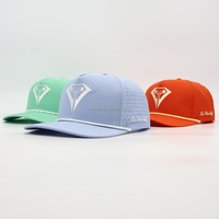 Gorra de Golf de Alta Calidad con Logotipo Bordado en 3D de 5 Paneles, Impermeable, con Orificios Cortados con Láser, Gorras Deportivas de Béisbol Perforadas, Gorras Personalizadas con Cuerda