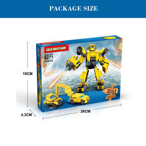 Lele Brother 3 en 1 enfants <span class=keywords><strong>camion</strong></span> créatif Robot dinosaure déformé modèle jouet éducatif bloc - Product Image 5