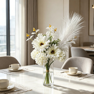 Ramo de Flores Artificiales Shiraha, Gerbera Blanca, Decoración para Bodas y Hogar - Product Image 3