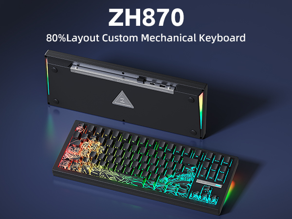 Zornher ZH870 New Arrival Mechanical Keyboard Wireless RGB Backlit Three Mode Gaming Keyboard for Desktop Gamer Aesthetic