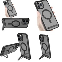 Casing Transparan Magnetik Tahan Lama dengan Holder untuk iPhone 11 12 13 14 15 16 Pro Max 17 Air Plus, Anti-Kuning untuk Penutup iPhone