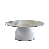 Cremefarbenes Kreatives Glas-Rundtisch-Set für Wohnzimmer und Büro, Hochwertiger Teetisch für Kleine Apartments