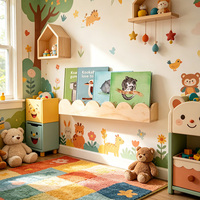 Étagère suspendue en bois personnalisée, étagère en forme de coquille ondulée, étagère de style Montessori, magazines, jouets et plus encore