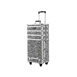 GLARY Private Label Makeup Case Trolley Shockproof Aluminum Makeup Case With Drawers Customized Makeup Case Box Wholesale