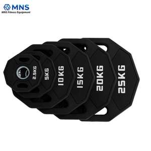 Disques de musculation noirs à dix côtés avec logo personnalisé pour haltères et entraînement de musculation - Product Image 1