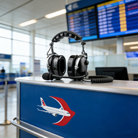 RAYTALK Headset Telepon Helikopter Pesawat Asli Mikrofon Dinamis IPX-1 Tahan Air Tanpa Peredam Kebisingan untuk Penggunaan Penerbangan