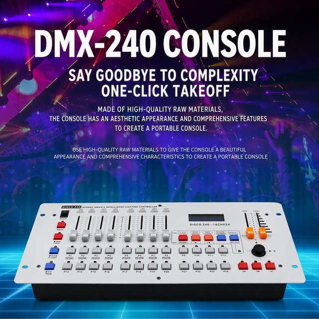 DMX512 240-Channel LED Lighting Console Controller for Programmable Stage Use Die Cast Aluminum Construction 90-240V Voltage