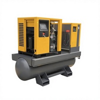 Compresor de Aire de Tornillo Trifásico de 16 bar, 7.5kw, 10 hp, 40 pies, con Tanque Secador de Aire, Motor Portátil Incluido