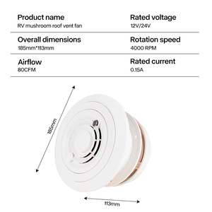 Accessoires pour camping-cars, ventilateur d'évacuation d'air rond à tête de champignon, 12 V CC, <span class=keywords><strong>vent</strong></span> puissant, pour maisons, remorques, voyages, caravanes - Product Image 3
