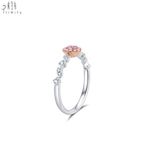 Anillo de Oro Blanco Sólido de 18K con Diamantes Rosados Naturales de Alta Calidad, Serie de Joyería de Diamantes Rosados de Lujo - Product Image 2