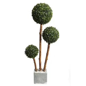 2021 Hotsales artificiale per esterni palla di bosso topiaria vaso piante da albero bonsai alberi verdi da interno decorativi