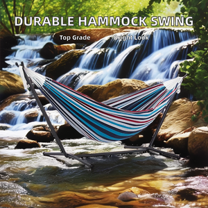 <span class=keywords><strong>Hamaca</strong></span> Colgante Moderna y Resistente para Exteriores, <span class=keywords><strong>Hamaca</strong></span> de Lona con Soporte de Acero, <span class=keywords><strong>Altura</strong></span> Ajustable para Niños y Adultos - Product Image 3