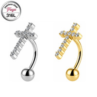 Freya Bauchnabelpiercings aus massivem 316L Edelstahl mit hängender Kette, gebogener Barbell und schwebenden Bauchnabelringen – Piercingschmuck für Damen