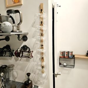 Porta tazze <span class=keywords><strong>da</strong></span> caffè <span class=keywords><strong>da</strong></span> parete in legno massello. Mobile <span class=keywords><strong>da</strong></span> <span class=keywords><strong>Cucina</strong></span> con Vano Portaoggetti in Legno, Decorazione Murale Semplice in Legno - Product Image 6