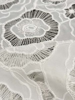 Tissu en Chiffon Blanc Double Crêpé Brodé au Laser, Tissu en Chiffon à Franges et Motifs Pivoine Découpés pour Robe de Mariée et Robe de Mariage