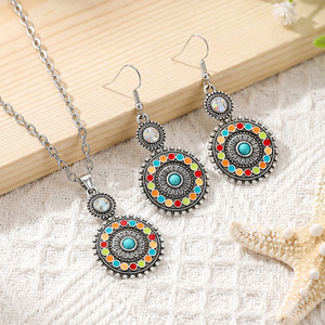 Bohemian Jewelry <b>Set</b> Necklace And Earrings Alloy <b>Crystal</b> Rhinestone Women's Party Fashion Jewelry - Product Image 2