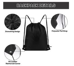 Sac à cordon personnalisé en nylon et polyester avec caractéristiques imperméables, sac à dos à cordon par sublimation pour la gym et le sport, avec logo personnalisé - Product Image 5