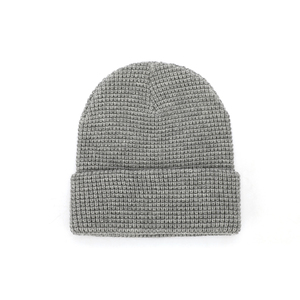Bonnet de pêcheur en acrylique pour hommes, couvre-chef 100%, de haute qualité, personnalisé, Slouchy, Patch en cuir, squelette, côtelé, gaufrier, gris - Product Image 6