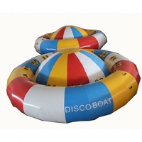 Bateau Disco Aquatique Gonflable Rotatif de 5m de Diamètre pour 15 Personnes, Bateau Gonflable Flottant Remorquable de Type UFO pour Usage Commercial en PVC