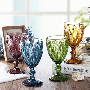 Seaygift High Quality Custom Logo Hand Engraved Crystal Glassware cut snapped wine goblet bulk glass