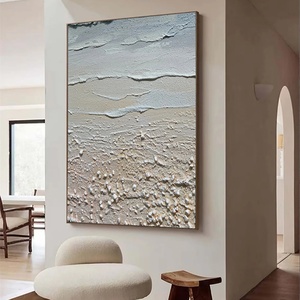 Grande peinture abstraite de plage, peinture murale côtière tactile, décoration murale originale pour la maison et la galerie - Product Image 1