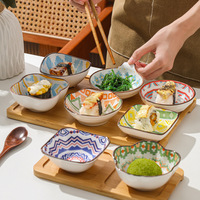Vaisselle en céramique bohème à couleur sous-glaçure, vente en gros transfrontalière, bols, assiettes, plats à collation et plats à sauce pour cuisine