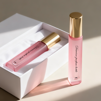 Vente directe de flacons de parfum mignons 10ML, flacon de parfum vide en verre rose, flacon de parfum rectangulaire avec couvercle doré