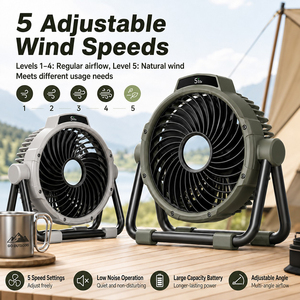 Ventilador de Camping Suspenso com Luz LED Integrada, Bateria Grande de 10000mAh, Longa Duração, Recarregável, Portátil, Motor Sem Escovas para Resfriamento - Product Image 4