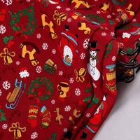 Tissu tricoté extensible en Spandex/Polyester imprimé flocons de neige de Noël, directement de l'usine, pour housses de canapé et de chaise - Résistant aux plis