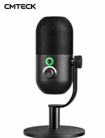 Microphones USB à condensateur professionnels CMTECK XM55 2026 avec réduction du bruit, micro cardioïde de bureau pour jeux et enregistrement