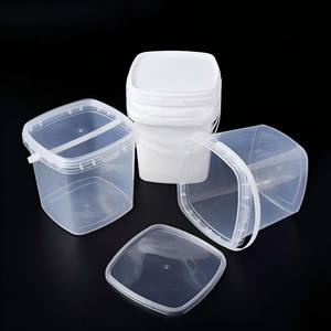 300 мл/500 мл/1000 мл/2 л/3 л/4 л/5 л прозрачное квадратное ведро с крышкой пластиковая чашка для мороженого с ручкой многоразовая емкость для хранения - Product Image 2