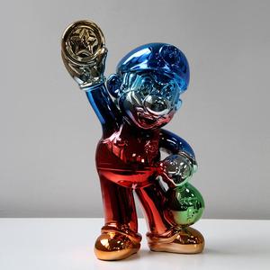 Nouvelle Arrivée Evelyn Gallery : Sculpture Pop Art Mario <span class=keywords><strong>Bros</strong></span> en Résine Chromée, Statuette de Personnage de Jeu de Dessin Animé - Product Image 3