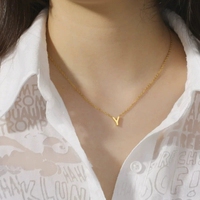 Collier pendentif 26 lettres en acier inoxydable, chaîne à maillons, plaqué or inaltérable, unisexe, tendance, pour anniversaires chrétiens