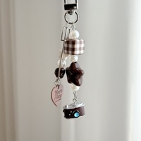 Pendentif de sac original fait main de style vintage en Lycra, plastique/résine, avec perles en forme de cœur, porte-clés créatif, chaîne de suspension CCD