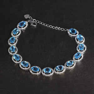 925 Pure Sterling Silver <b>Fine</b> <b>Bangle</b> Women's Jewelry with Gemstone Elegant <b>Bracelet</b> - Product Image 1