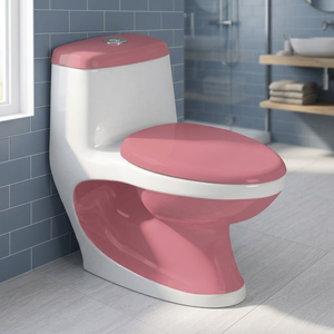 WC monobloc en céramique blanc et bleu de designer pour villas de luxe - Product Image 3