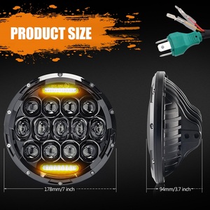 Faro LED 7 Pollici con Occhio d'Angelo Bianco, DRL Daymaker, Indicatore di Direzione Ambra, Rotondo Impermeabile 90W 75W per Motociclette - Product Image 5