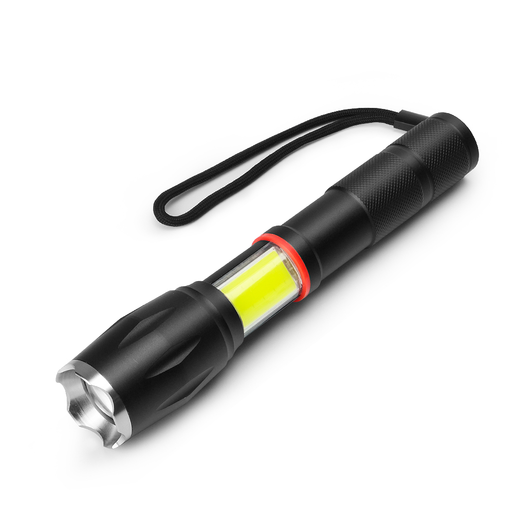 VCAN перезаряжаемая батарея боковое скрытое Cob освещение черный 10 Вт Регулируемый зум 800 люмен УФ фонарик LED T6
