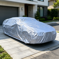 Housse de voiture personnalisable en polyester 190T argenté, résistante à l'eau, réfléchissante, bloquant le soleil et isolant thermiquement