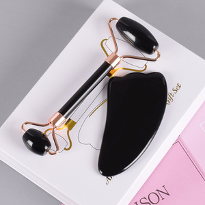 Soins De la peau Noire en <strong>Pierre</strong> Naturelle Noir Obsidienne <strong>pierre</strong> <strong>Galet</strong> en <strong>pierre</strong> En Forme De Plume Gua Sha Ensemble - Product Image 6