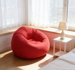 Modern Furniture Pvc <b>Inflatable</b> Foldable Single Air Filling Flocking Outdoor Lounge Chair Footrest <b>Sofa</b> Bed Brown - Product Image 3