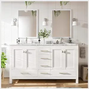 Fourniture du fabricant armoire de salle de bain intelligente en bois massif Simple vanité de salle de bain facile à nettoyer