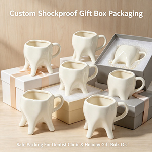Mug en céramique 3D original en forme de dent, cadeau unique sur le thème du dentiste pour les hygiénistes dentaires, les étudiants et la décoration de bureau - Product Image 3