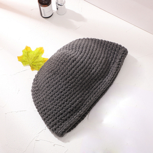 Chapeau de propriétaire <span class=keywords><strong>fait</strong></span> à la <span class=keywords><strong>main</strong></span> à la mode pour hommes et femmes <span class=keywords><strong>bonnet</strong></span> court tricoté en <span class=keywords><strong>laine</strong></span> épaisse - Product Image 3