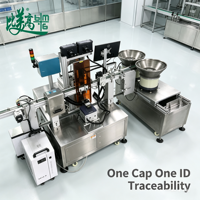Machine de gravure laser UV double haute précision avec tri automatique double CCD et équipement de traçabilité complète pour les bouchons de flacons pharmaceutiques