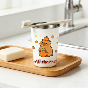 Vaso recto de acero inoxidable con diseño de dibujos animados para parejas y niños - Product Image 3